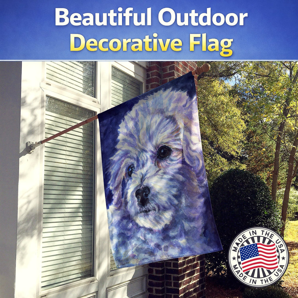 Bichon Frise House Flag 28x40 Porch Sleeve Pole Decorative Outside Yard Banner Artwork Wall Hanging, Polyester