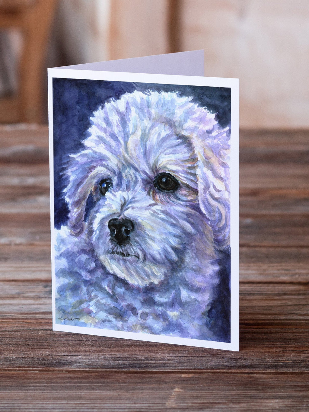 Bichon Frise Greeting Cards Pack of 8 Blank Cards with Envelopes Whimsical A7 Size 5x7