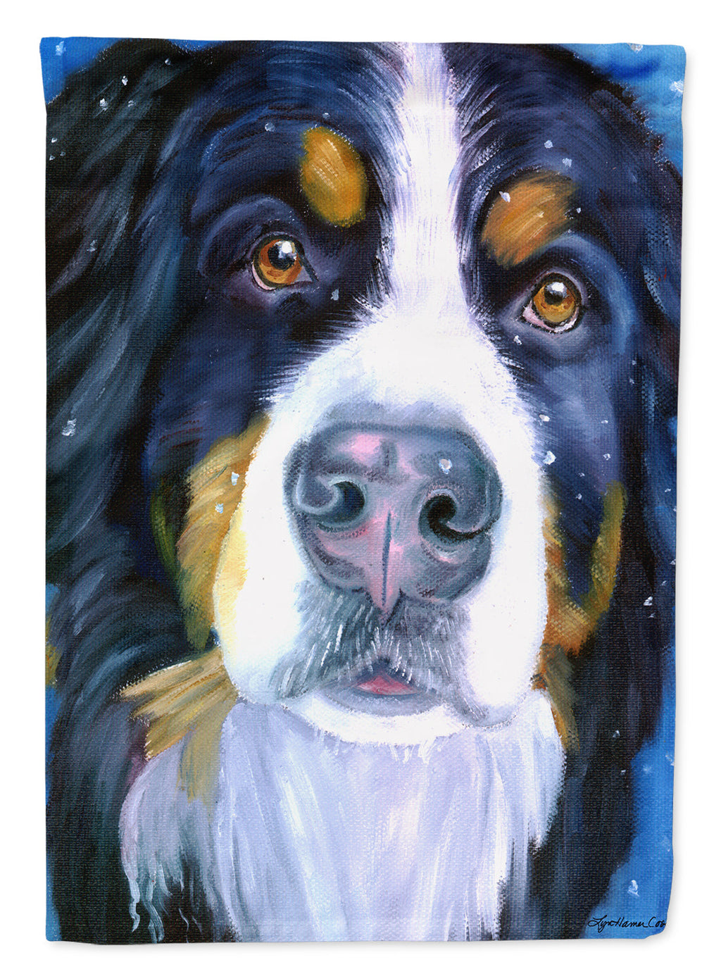 Luca the Bernese Mountain Dog House Flag 28x40 Porch Sleeve Pole Decorative Outside Yard Banner Artwork Wall Hanging, Polyester