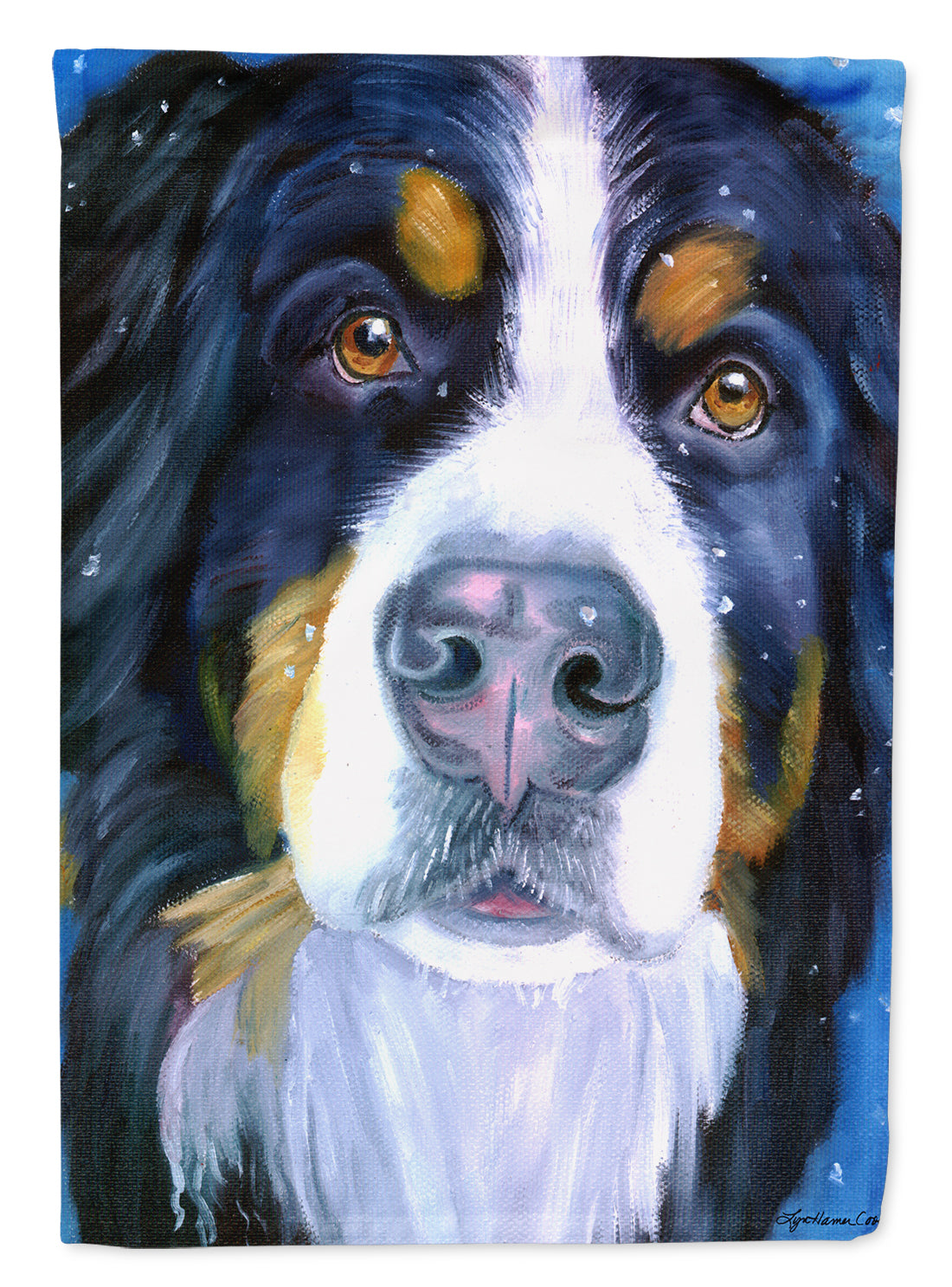 Luca the Bernese Mountain Dog House Flag 28x40 Porch Sleeve Pole Decorative Outside Yard Banner Artwork Wall Hanging, Polyester