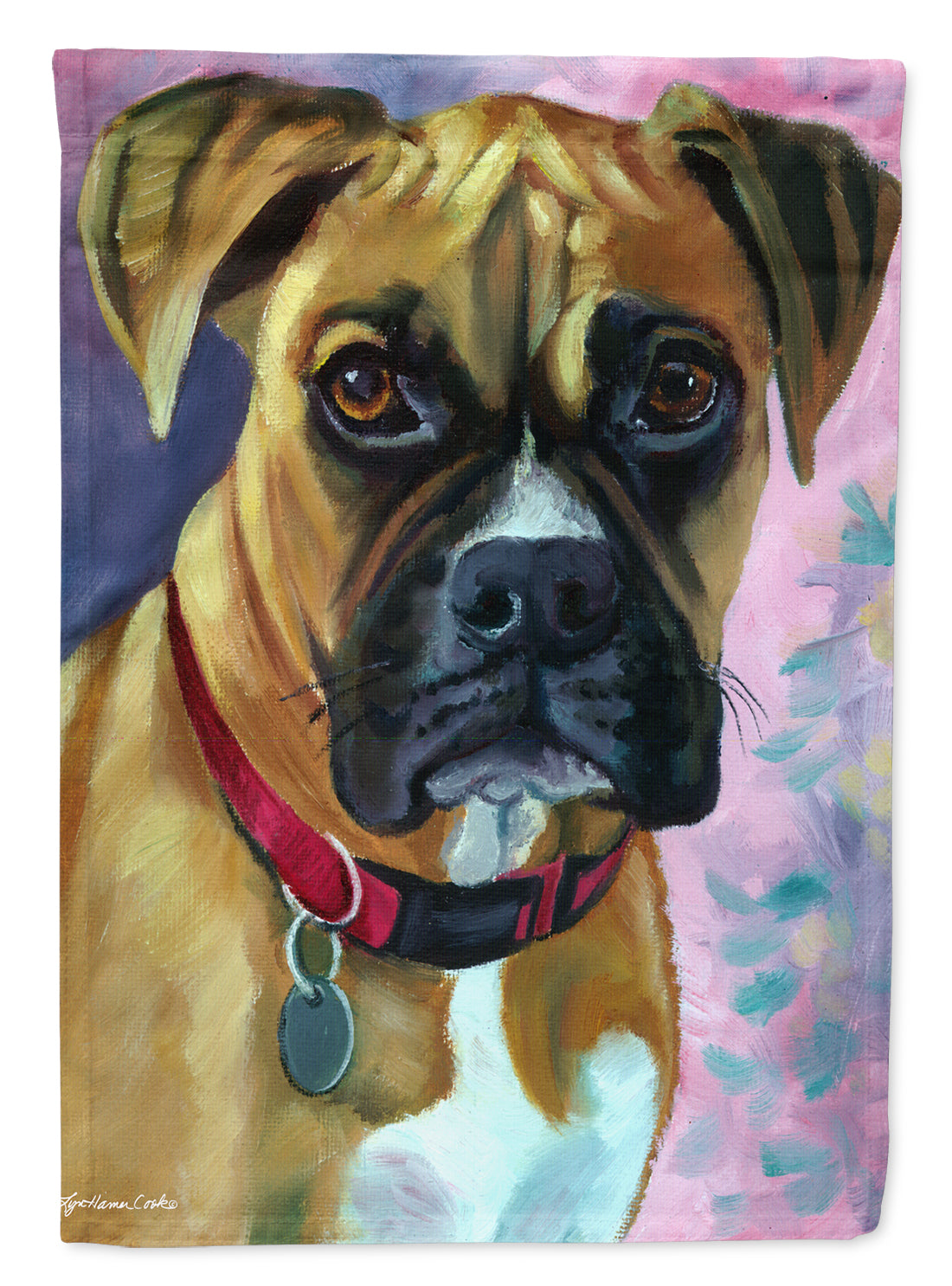 Natural Fawn Boxer House Flag 28x40 Porch Sleeve Pole Decorative Outside Yard Banner Artwork Wall Hanging, Polyester