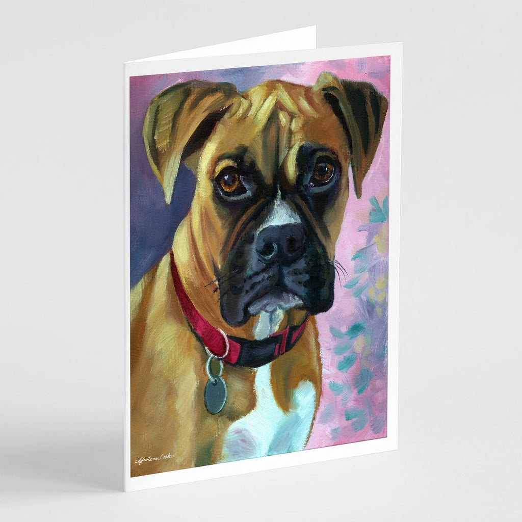 Natural Fawn Boxer Greeting Cards Pack of 8 Blank Cards with Envelopes Whimsical A7 Size 5x7