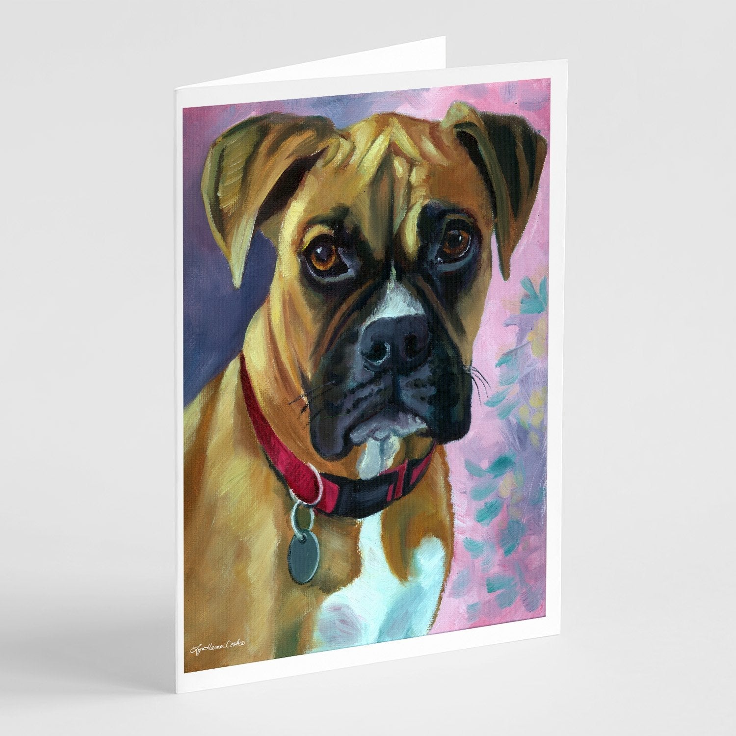 Natural Fawn Boxer Greeting Cards Pack of 8 Blank Cards with Envelopes Whimsical A7 Size 5x7