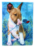 Bull Terrier Rose for Mom House Flag 28x40 Porch Sleeve Pole Decorative Outside Yard Banner Artwork Wall Hanging, Polyester