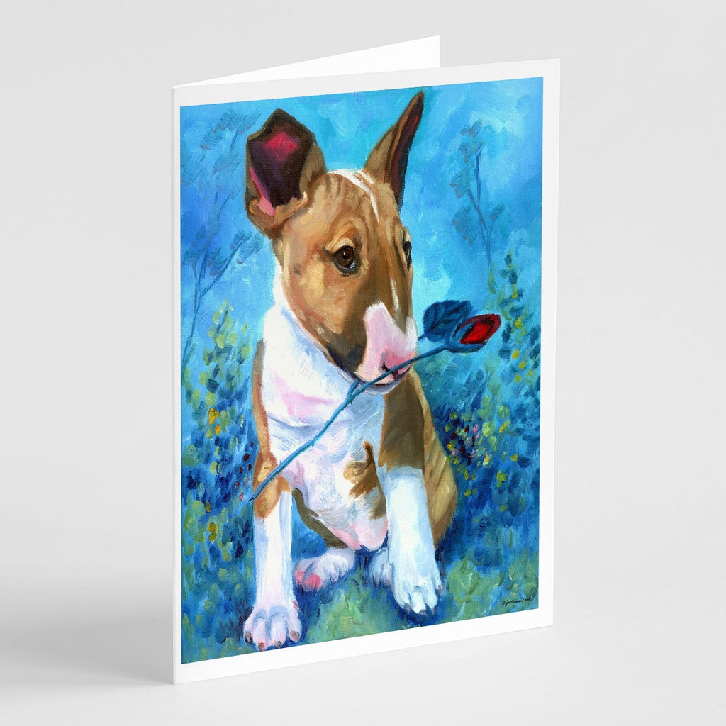 Bull Terrier Rose for Mom Greeting Cards Pack of 8 Blank Cards with Envelopes Whimsical A7 Size 5x7