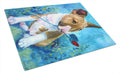 Bull Terrier Rose for Mom Cutting Board Tempered Glass Kitchen Cutting Surface, Heat Resistant Chopping, Non-Slip Feet, Food Prep & Serving