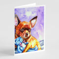 Chihuahua with Teddy Bear Greeting Cards Pack of 8 Blank Cards with Envelopes Whimsical A7 Size 5x7