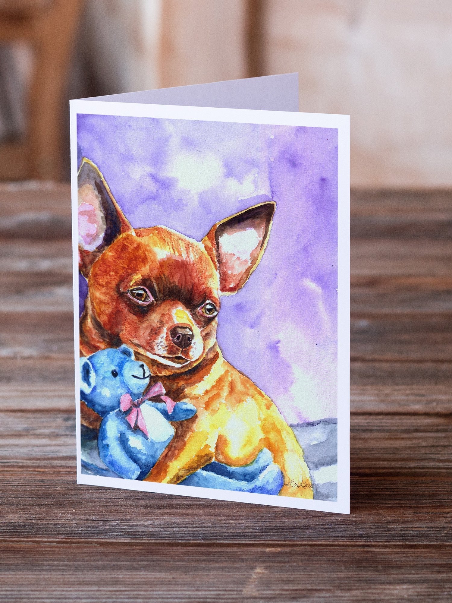 Chihuahua with Teddy Bear Greeting Cards Pack of 8 Blank Cards with Envelopes Whimsical A7 Size 5x7