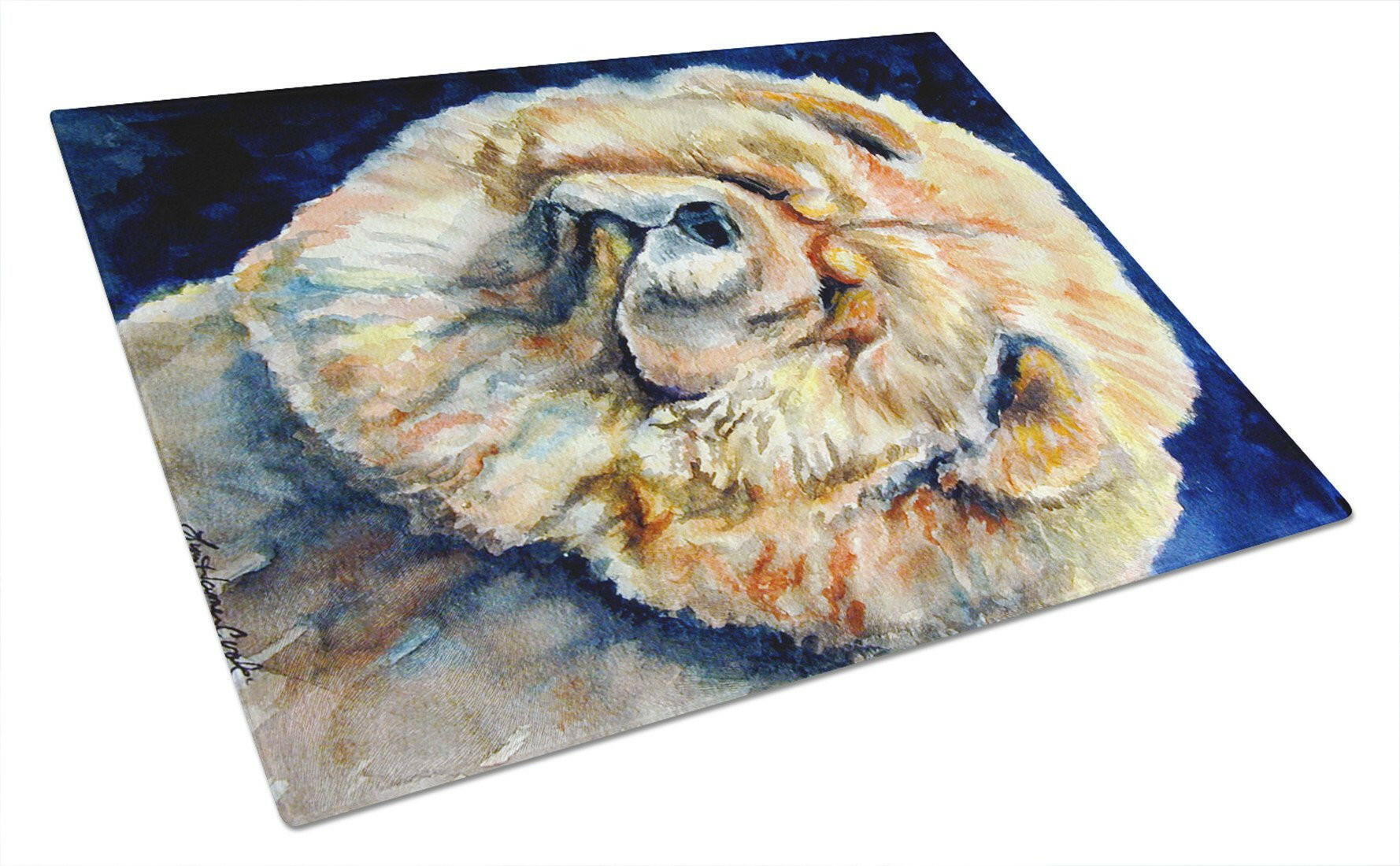 Chow Chow Cutting Board Tempered Glass Kitchen Cutting Surface, Heat Resistant Chopping, Non-Slip Feet, Food Prep & Serving