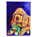 Cocker Spaniel with Frog House Flag 28x40 Porch Sleeve Pole Decorative Outside Yard Banner Artwork Wall Hanging, Polyester