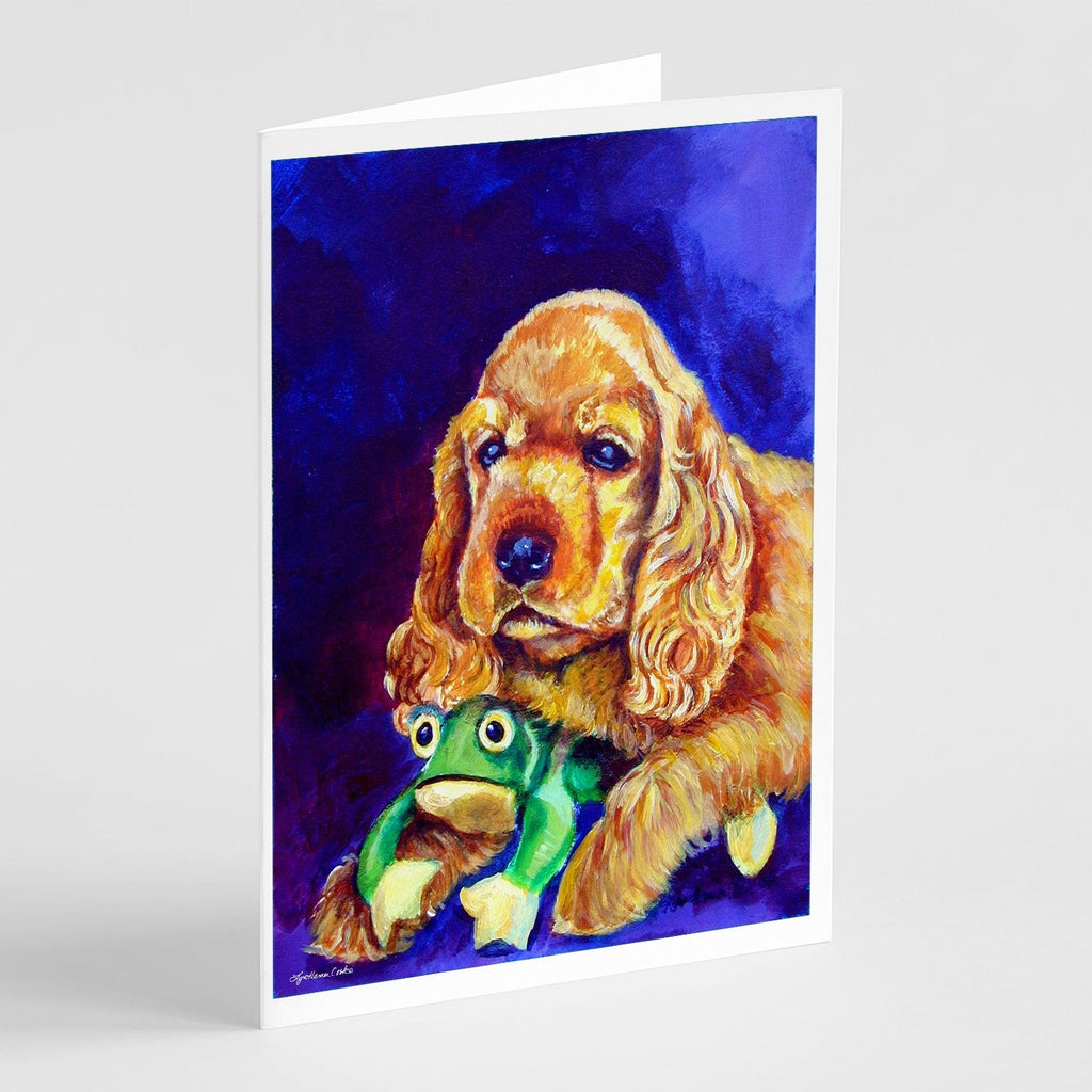 Cocker Spaniel with Frog Greeting Cards Pack of 8 Blank Cards with Envelopes Whimsical A7 Size 5x7