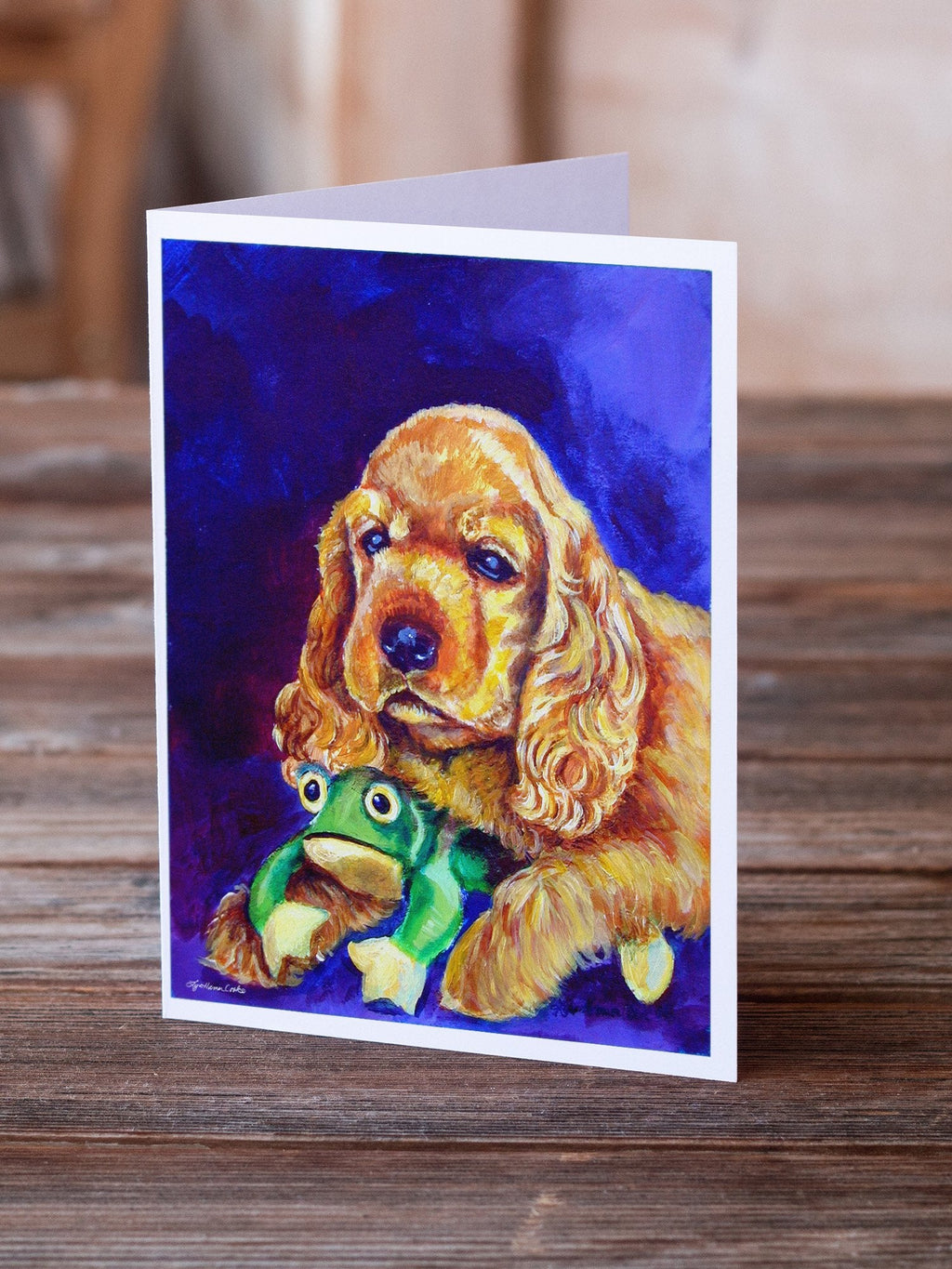 Cocker Spaniel with Frog Greeting Cards Pack of 8 Blank Cards with Envelopes Whimsical A7 Size 5x7