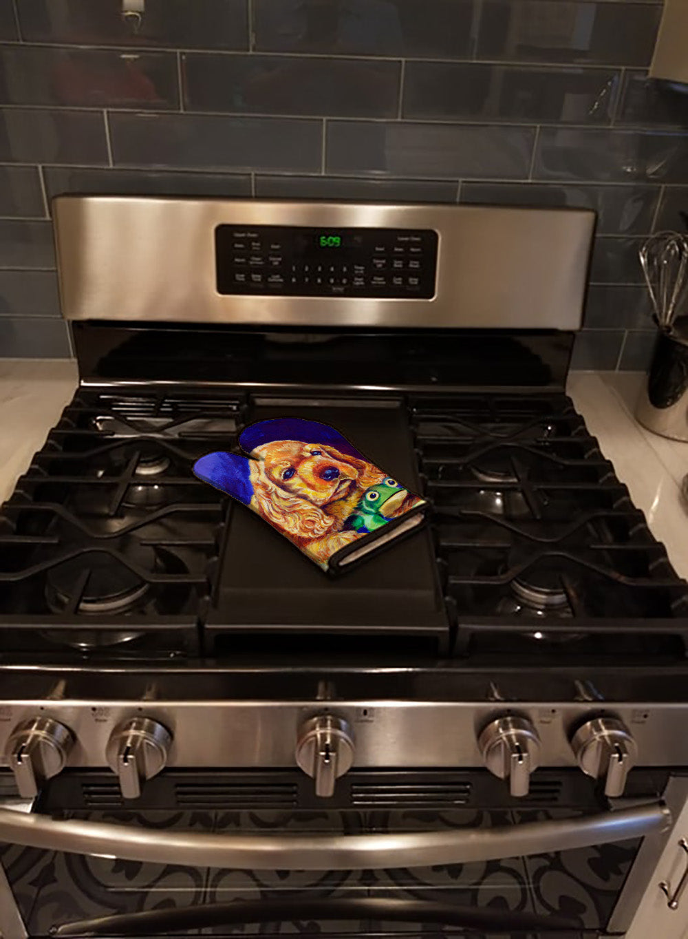 Cocker Spaniel with Frog Oven Mitt Heat Resistant Thick Oven Mitt for Hot Pans and Oven, Kitchen Mitt Protect Hands, Cooking Baking Glove