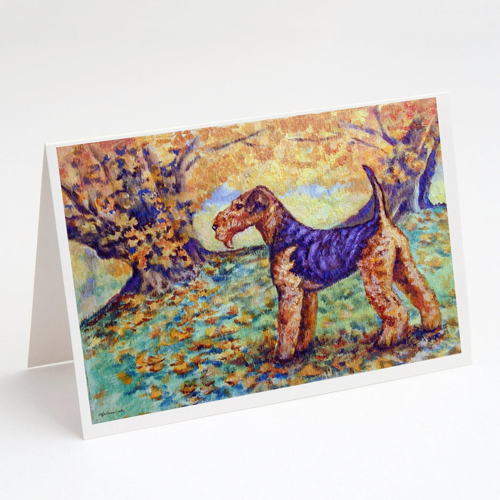 Autumn Airedale Terrier Greeting Cards Pack of 8 Blank Cards with Envelopes Whimsical A7 Size 5x7