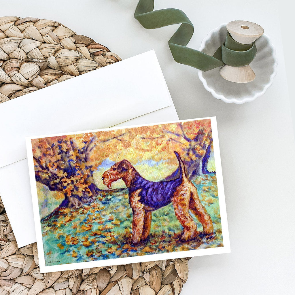 Autumn Airedale Terrier Greeting Cards Pack of 8 Blank Cards with Envelopes Whimsical A7 Size 5x7