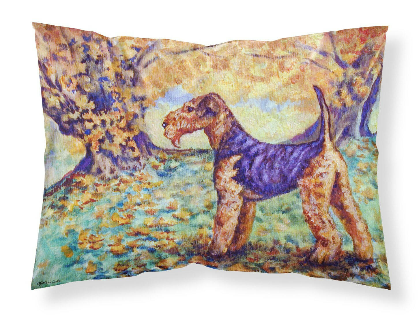 Autumn Airedale Terrier Standard Pillowcase Lightweight Super Soft Easy Care Decorative Artwork Pillowcase, Standard