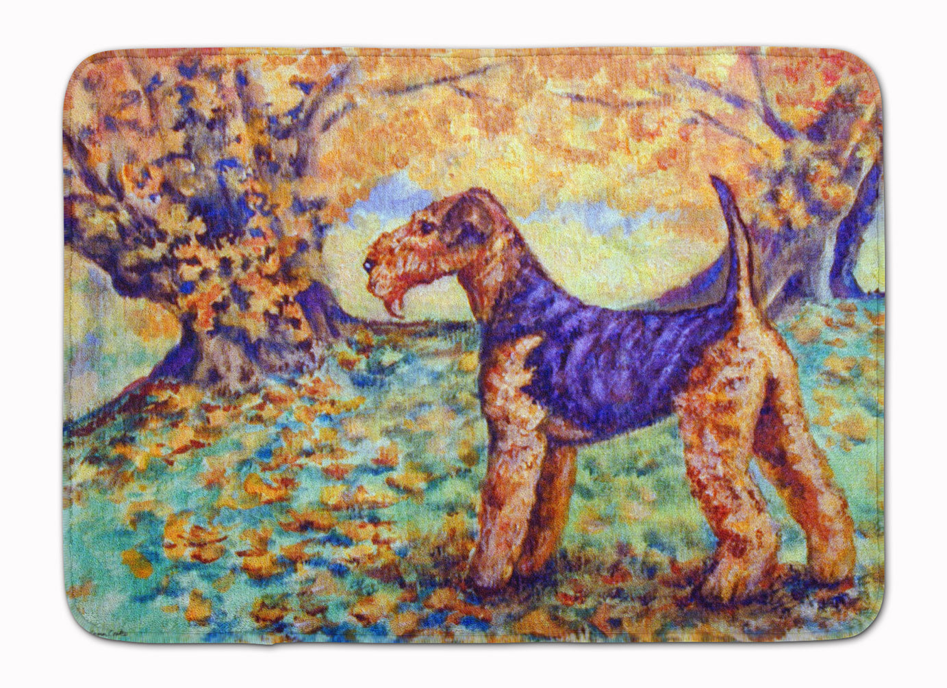 Autumn Airedale Terrier Memory Foam Kitchen Mat Machine Washable Anti-Fatigue Cushion Comfort Bath or Kitchen Rug