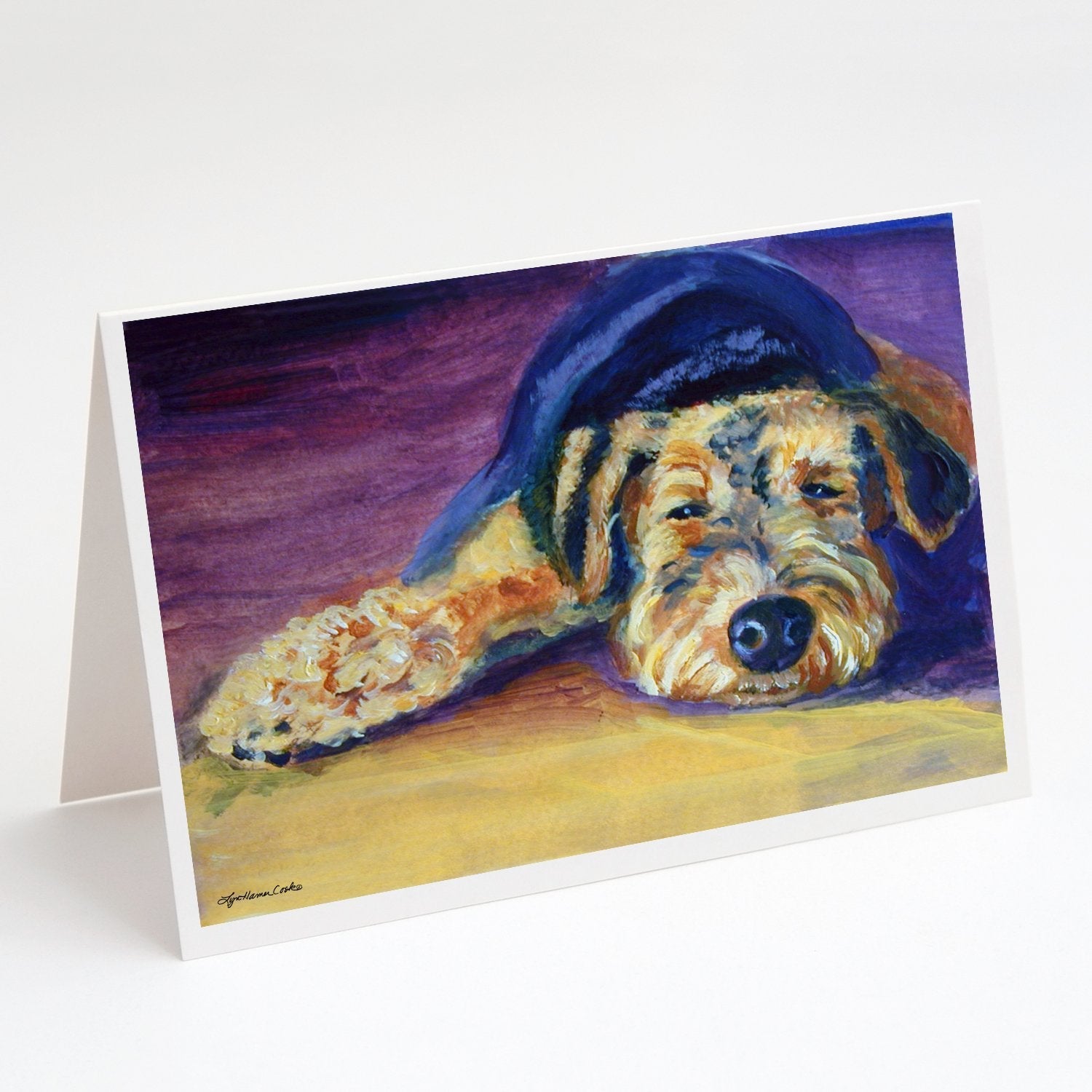 Snoozer Airedale Terrier Greeting Cards Pack of 8 Blank Cards with Envelopes Whimsical A7 Size 5x7