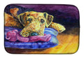 Airedale Terrier Teddy Bear Dish Drying Mat Absorbent Dish Drying Mat Pad for Kitchen Counter Dish Drainer Mat for Countertop, 14 x 21", Multicolor