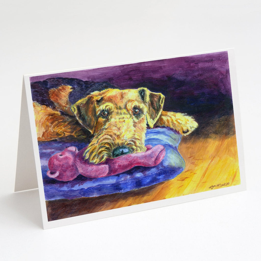 Airedale Terrier Teddy Bear Greeting Cards Pack of 8 Blank Cards with Envelopes Whimsical A7 Size 5x7