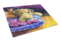 Airedale Terrier Teddy Bear Cutting Board Tempered Glass Kitchen Cutting Surface, Heat Resistant Chopping, Non-Slip Feet, Food Prep & Serving
