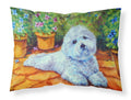 Bichon Frise on the patio Standard Pillowcase Lightweight Super Soft Easy Care Decorative Artwork Pillowcase, Standard