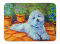 Bichon Frise on the patio Memory Foam Kitchen Mat Machine Washable Anti-Fatigue Cushion Comfort Bath or Kitchen Rug