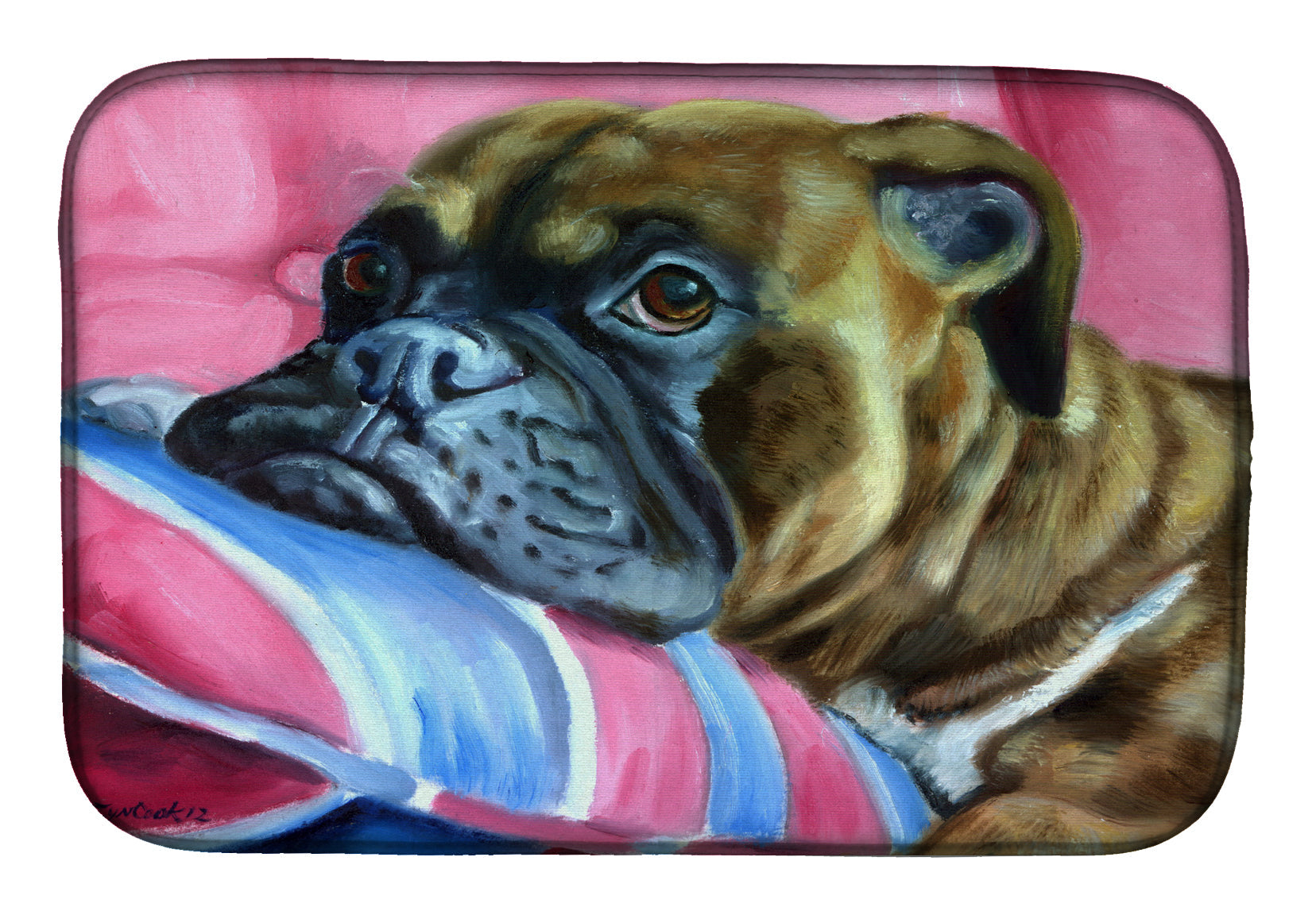 Fawn Boxer Dish Drying Mat Absorbent Dish Drying Mat Pad for Kitchen Counter Dish Drainer Mat for Countertop, 14 x 21", Multicolor