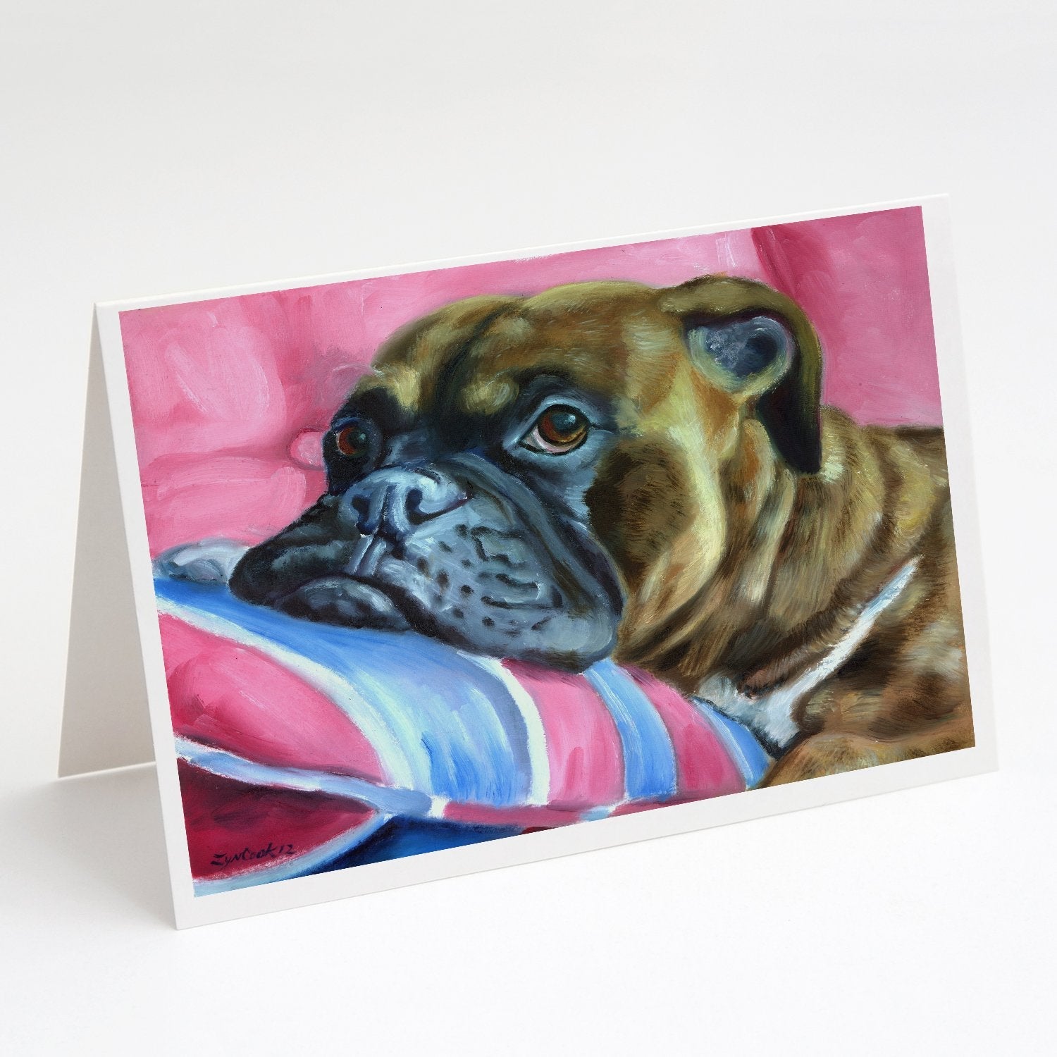 Fawn Boxer Greeting Cards Pack of 8 Blank Cards with Envelopes Whimsical A7 Size 5x7