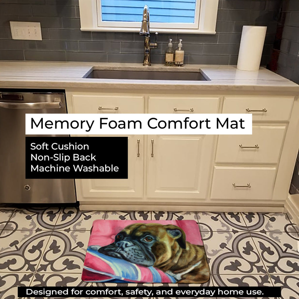 Fawn Boxer Memory Foam Kitchen Mat Machine Washable Anti-Fatigue Cushion Comfort Bath or Kitchen Rug