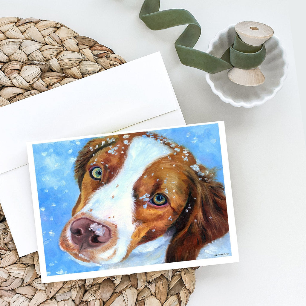 Snow Baby Brittany Spaniel Greeting Cards Pack of 8 Blank Cards with Envelopes Whimsical A7 Size 5x7