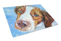Snow Baby Brittany Spaniel Cutting Board Tempered Glass Kitchen Cutting Surface, Heat Resistant Chopping, Non-Slip Feet, Food Prep & Serving
