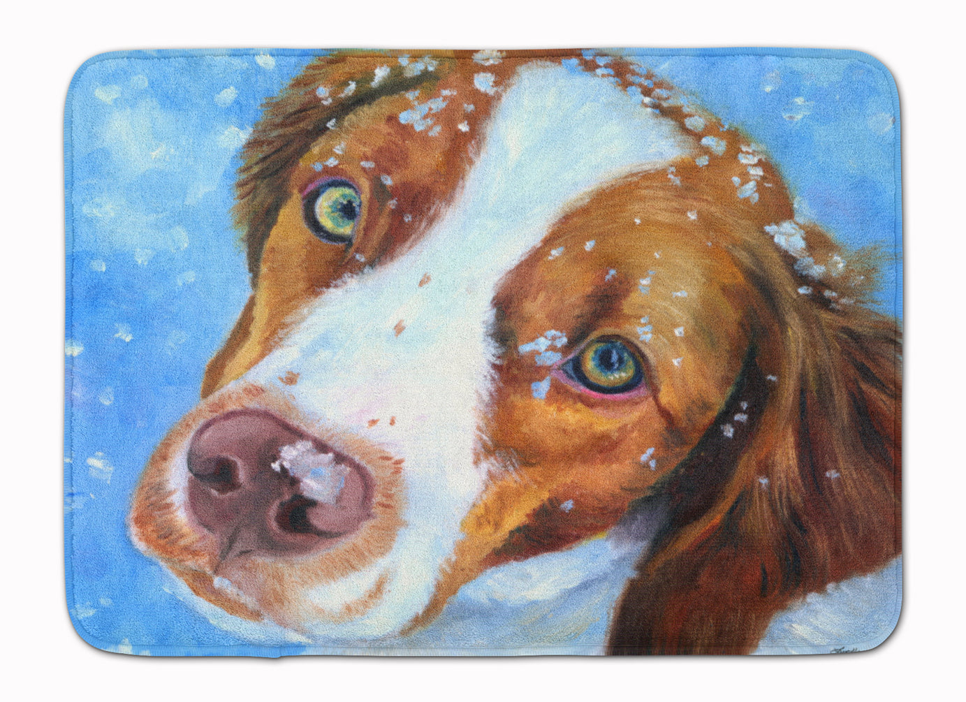 Snow Baby Brittany Spaniel Memory Foam Kitchen Mat Machine Washable Anti-Fatigue Cushion Comfort Bath or Kitchen Rug
