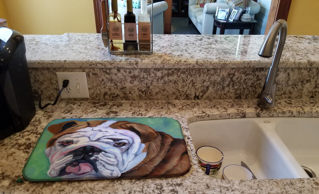 Admiral the English Bulldog Dish Drying Mat Absorbent Dish Drying Mat Pad for Kitchen Counter Dish Drainer Mat for Countertop, 14 x 21", Multicolor
