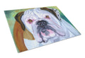 Miss English Bulldog Cutting Board Tempered Glass Kitchen Cutting Surface, Heat Resistant Chopping, Non-Slip Feet, Food Prep & Serving