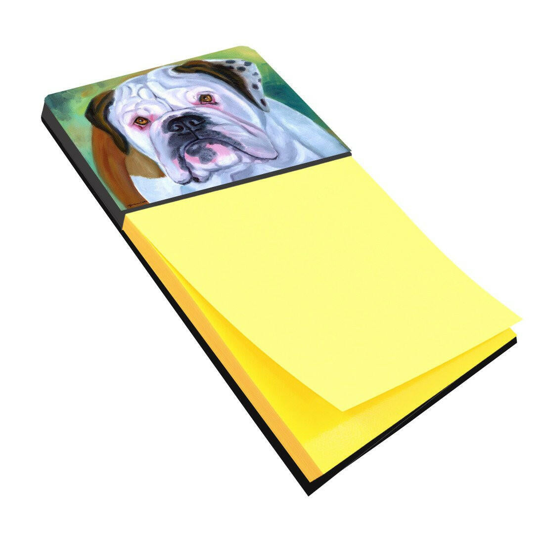 Miss English Bulldog Watercolor Sticky Note Holder Refillable Dispenser Desk Accessory 3x3 Pad Gift