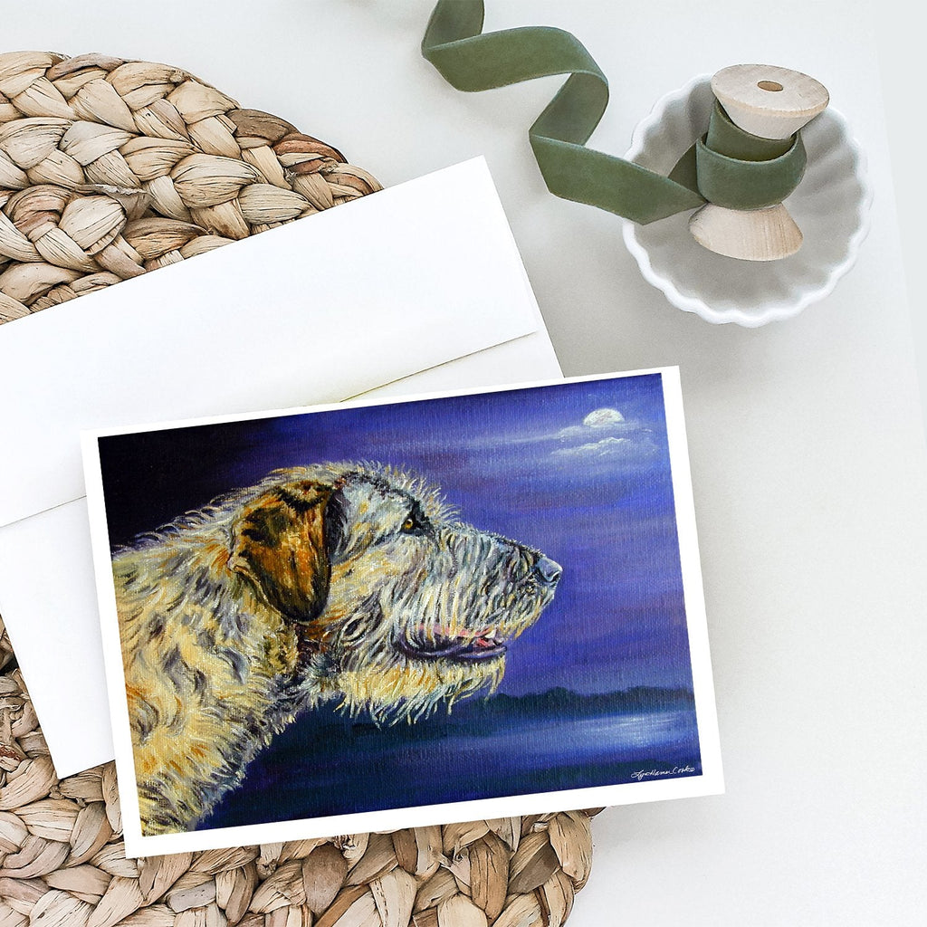 Irish Wolfhound Looking Greeting Cards Pack of 8 Blank Cards with Envelopes Whimsical A7 Size 5x7