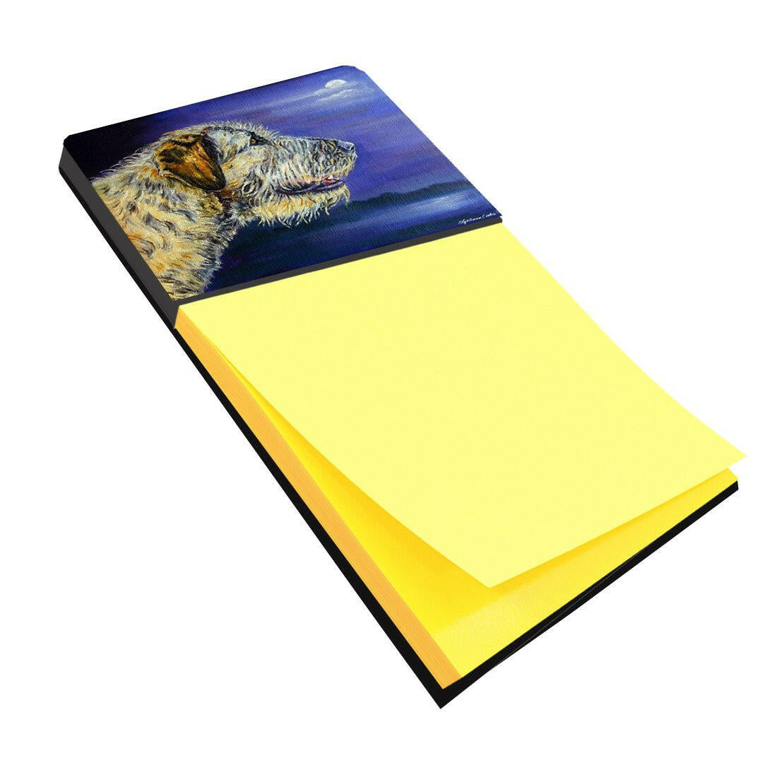 Irish Wolfhound Looking Watercolor Sticky Note Holder Refillable Dispenser Desk Accessory 3x3 Pad Gift