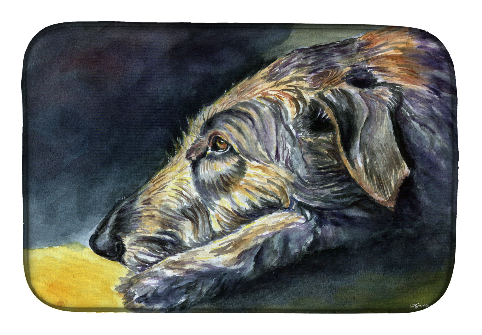 Irish Wolfhound Sleeper Dish Drying Mat Absorbent Dish Drying Mat Pad for Kitchen Counter Dish Drainer Mat for Countertop, 14 x 21", Multicolor