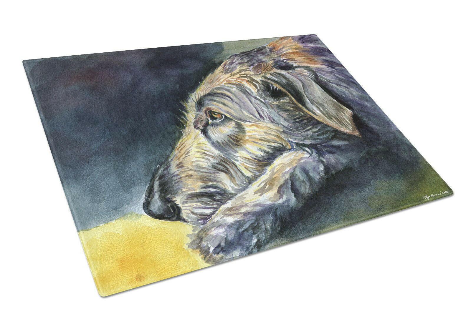 Irish Wolfhound Sleeper Cutting Board Tempered Glass Kitchen Cutting Surface, Heat Resistant Chopping, Non-Slip Feet, Food Prep & Serving