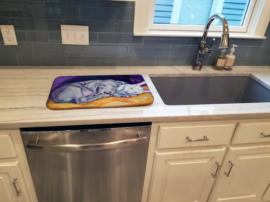 Weimaraner Snuggle Bunny Dish Drying Mat Absorbent Dish Drying Mat Pad for Kitchen Counter Dish Drainer Mat for Countertop, 14 x 21", Multicolor