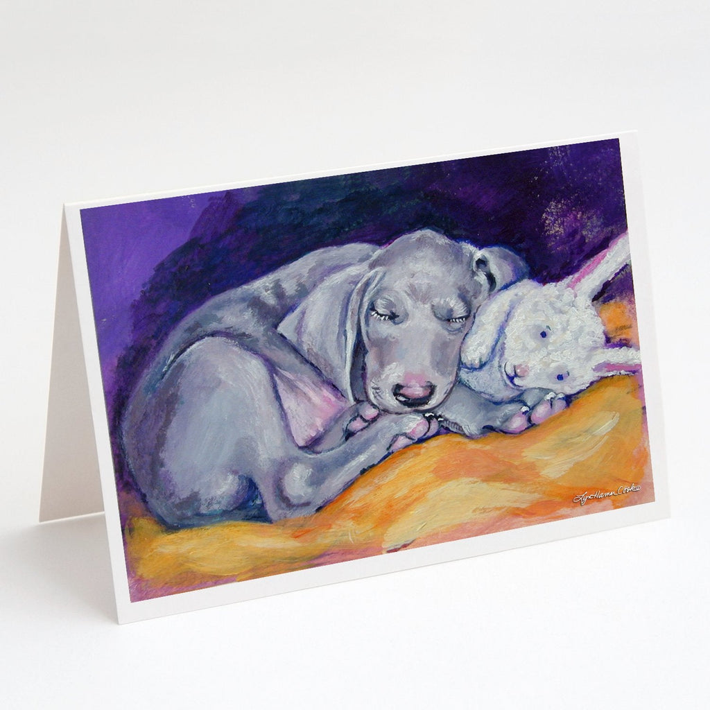 Weimaraner Snuggle Bunny Greeting Cards Pack of 8 Blank Cards with Envelopes Whimsical A7 Size 5x7
