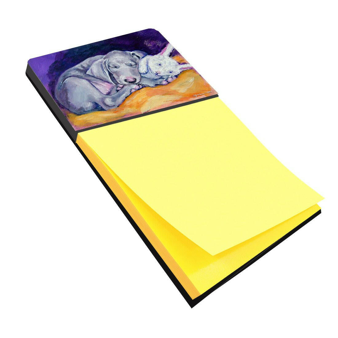 Weimaraner Snuggle Bunny Watercolor Sticky Note Holder Refillable Dispenser Desk Accessory 3x3 Pad Gift