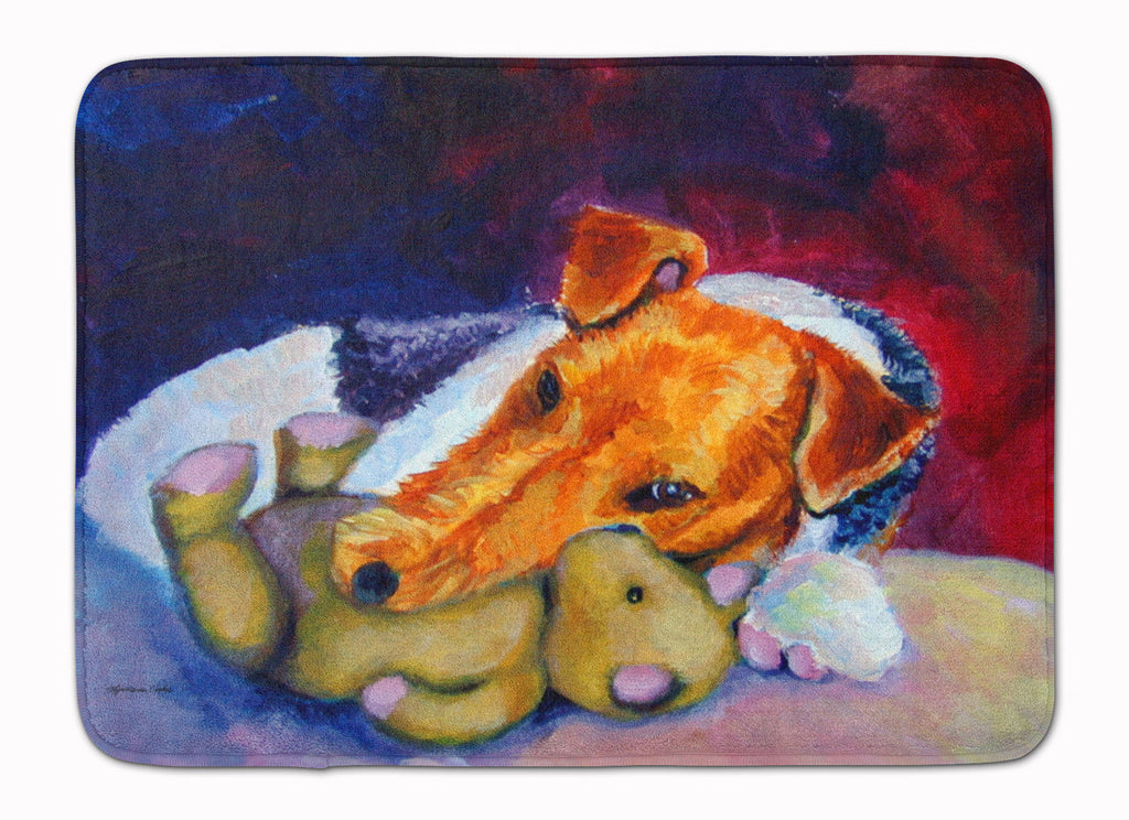 Fox Terrier and Teddy Bear Memory Foam Kitchen Mat Machine Washable Anti-Fatigue Cushion Comfort Bath or Kitchen Rug