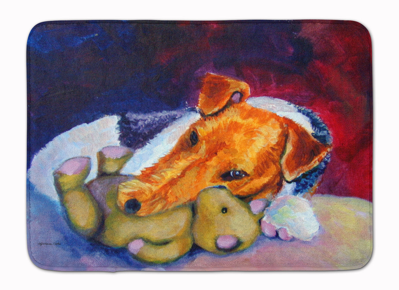Fox Terrier and Teddy Bear Memory Foam Kitchen Mat Machine Washable Anti-Fatigue Cushion Comfort Bath or Kitchen Rug