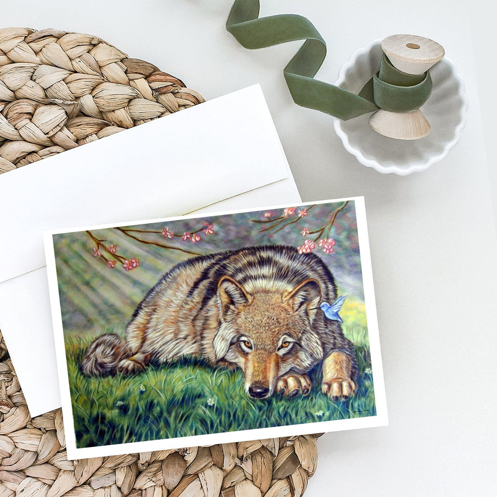Wolf and Hummingbird Greeting Cards Pack of 8 Blank Cards with Envelopes Whimsical A7 Size 5x7