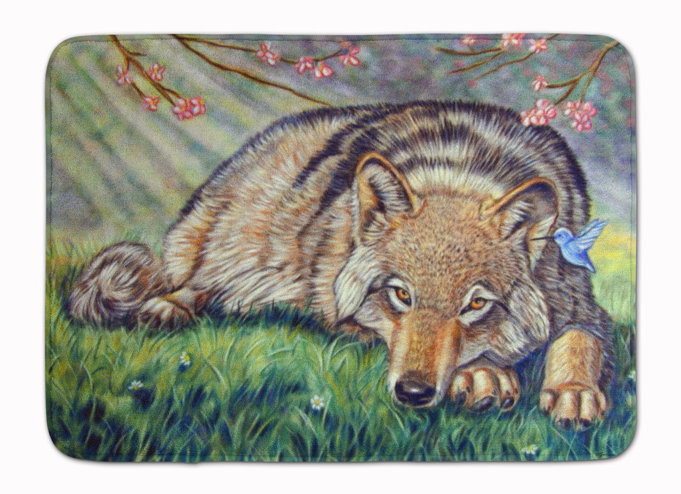 Wolf and Hummingbird Memory Foam Kitchen Mat Machine Washable Anti-Fatigue Cushion Comfort Bath or Kitchen Rug