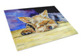 Yorkie Taking a Nap Cutting Board Tempered Glass Kitchen Cutting Surface, Heat Resistant Chopping, Non-Slip Feet, Food Prep & Serving