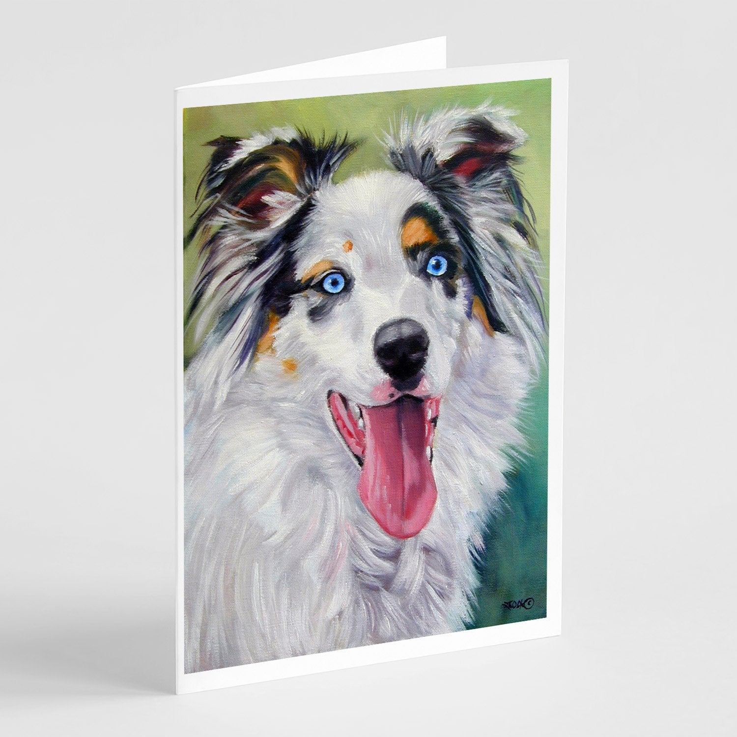Australian Shepherd Blue Eyes Greeting Cards Pack of 8 Blank Cards with Envelopes Whimsical A7 Size 5x7