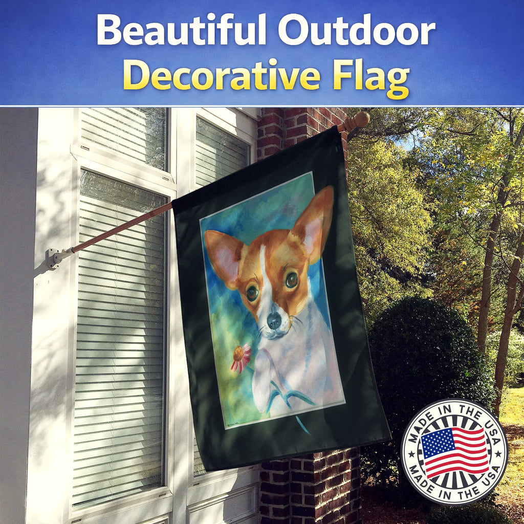 Chihuahua and Daisy House Flag 28x40 Porch Sleeve Pole Decorative Outside Yard Banner Artwork Wall Hanging, Polyester